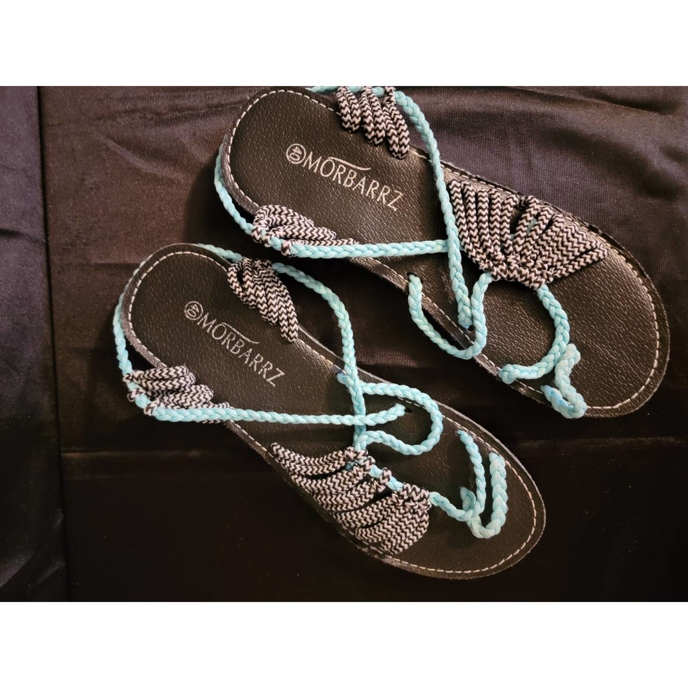 Morbarrz Sandal Sz 40*Black and Teal*Bohemian Style